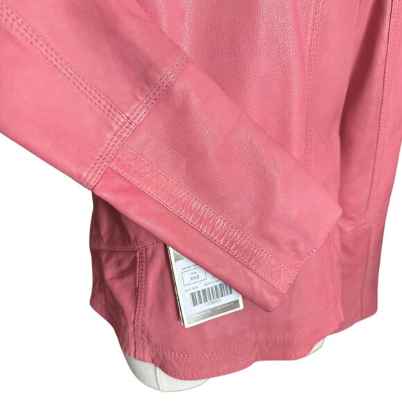 Overland Azura Washed Rose 100% Lambskin Leather Moto Jacket Size XXS Lined - Picture 6 of 13